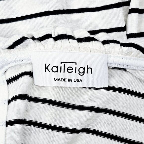 Kaileigh Women's Black & White Striped Ruffle Trim Long Sleeve Top Size L NWOT - Picture 10 of 15